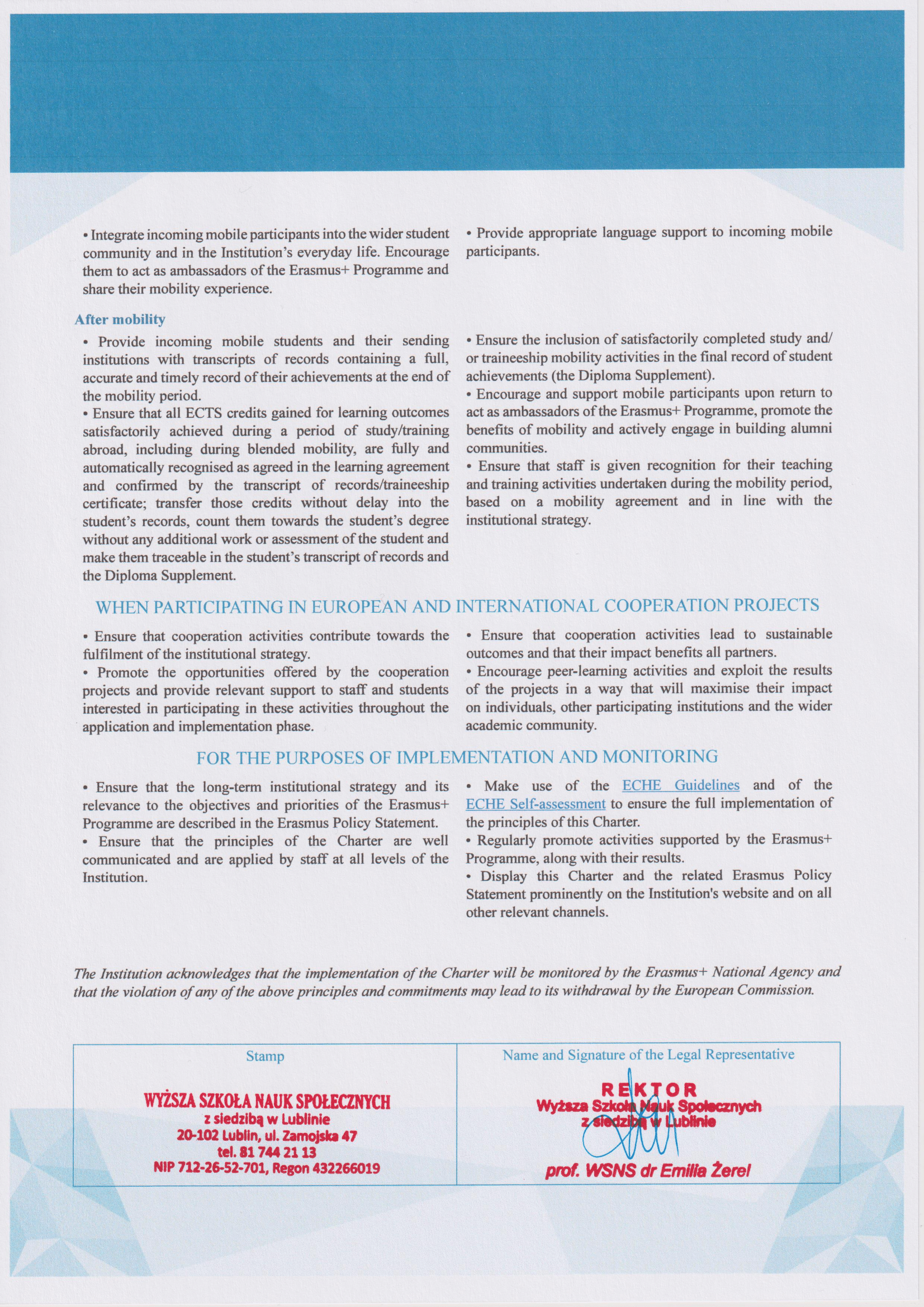 Erasmus charter page 2